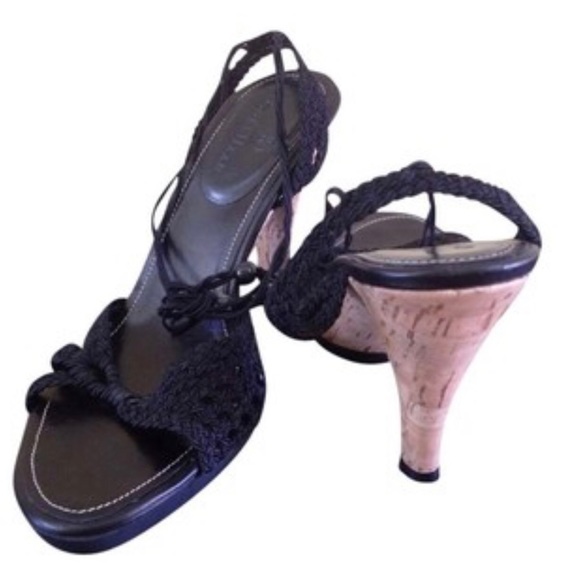 Cole Haan Cork Crocheted Strappy Heels - Picture 4 of 11